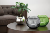 115313 Fink Kugelvase Glasvase rund Vase Glas Dekovase Tischvase Moon grau opal