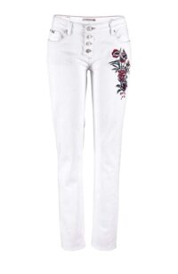 H.I.S. Damen Jeans Hose weiß mit Stickerei Skinny Missforty Online kaufen