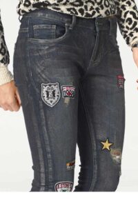 Blue Monkey Damen Jeans Hose mit Stretch Skinny Gold Metallic Länge 34 Missforty Online kaufen