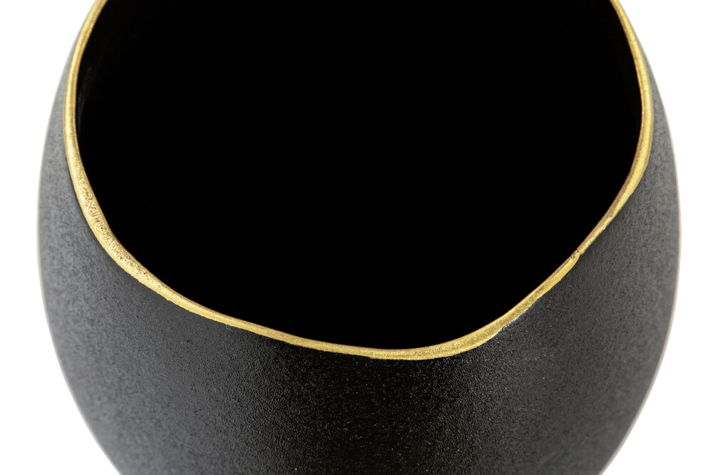 120092 Fink Blumentopf Übertopf rund Keramik schwarz KALEA Höhe 18 cm