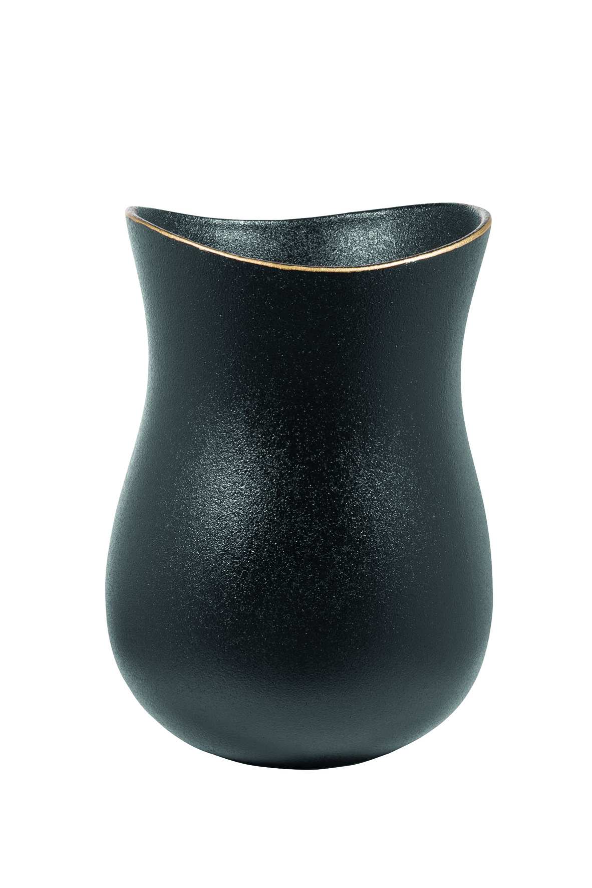 Fink  Opera Vase aus Keramik  schwarz  Blumenvase modern mit Gold Rand 26 cm