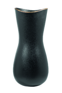 127099 Fink Opera Vase aus Keramik schwarz Blumenvase modern mit Gold Rand 38 cm