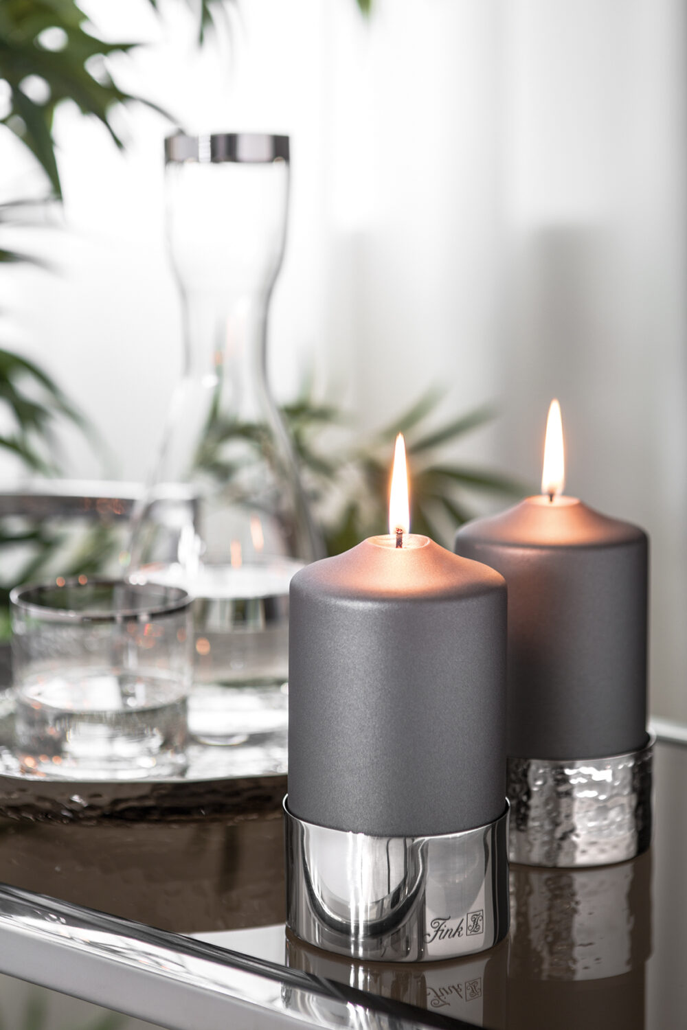 Fink Stumpenkerzen Halter silberfarben für dicke Kerzen Living modern Online kaufen Missforty