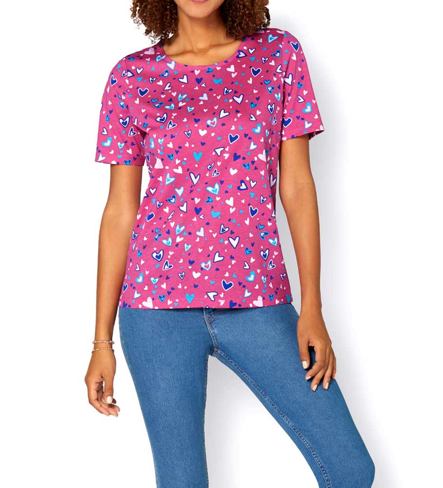 232.882 Witt Weiden Damen T Shirt Baumwolle pink bunt Frühling Herzchen Muster