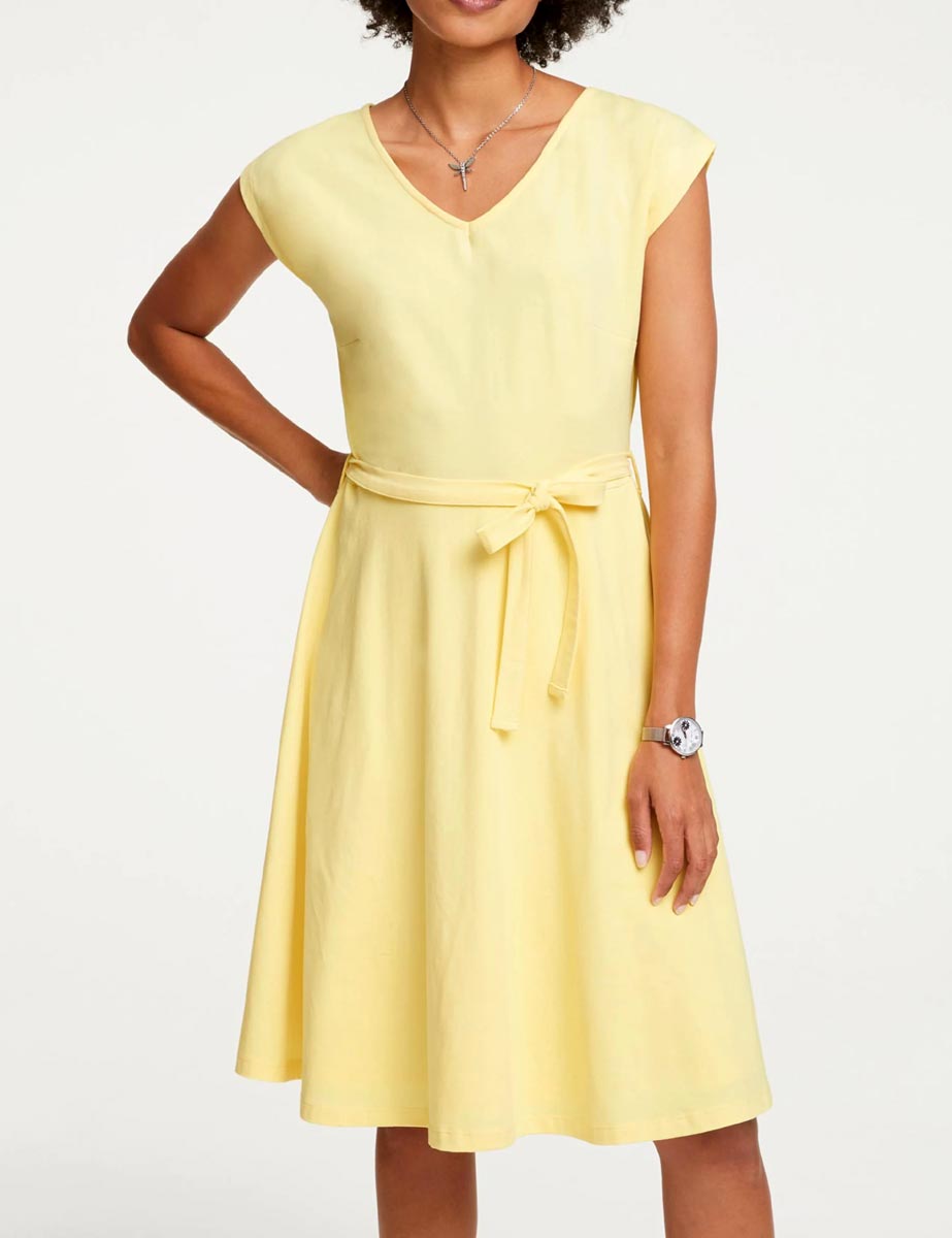 876.378 Linea Tesini Damen Kleid Sommerkleid gelb ärmellos