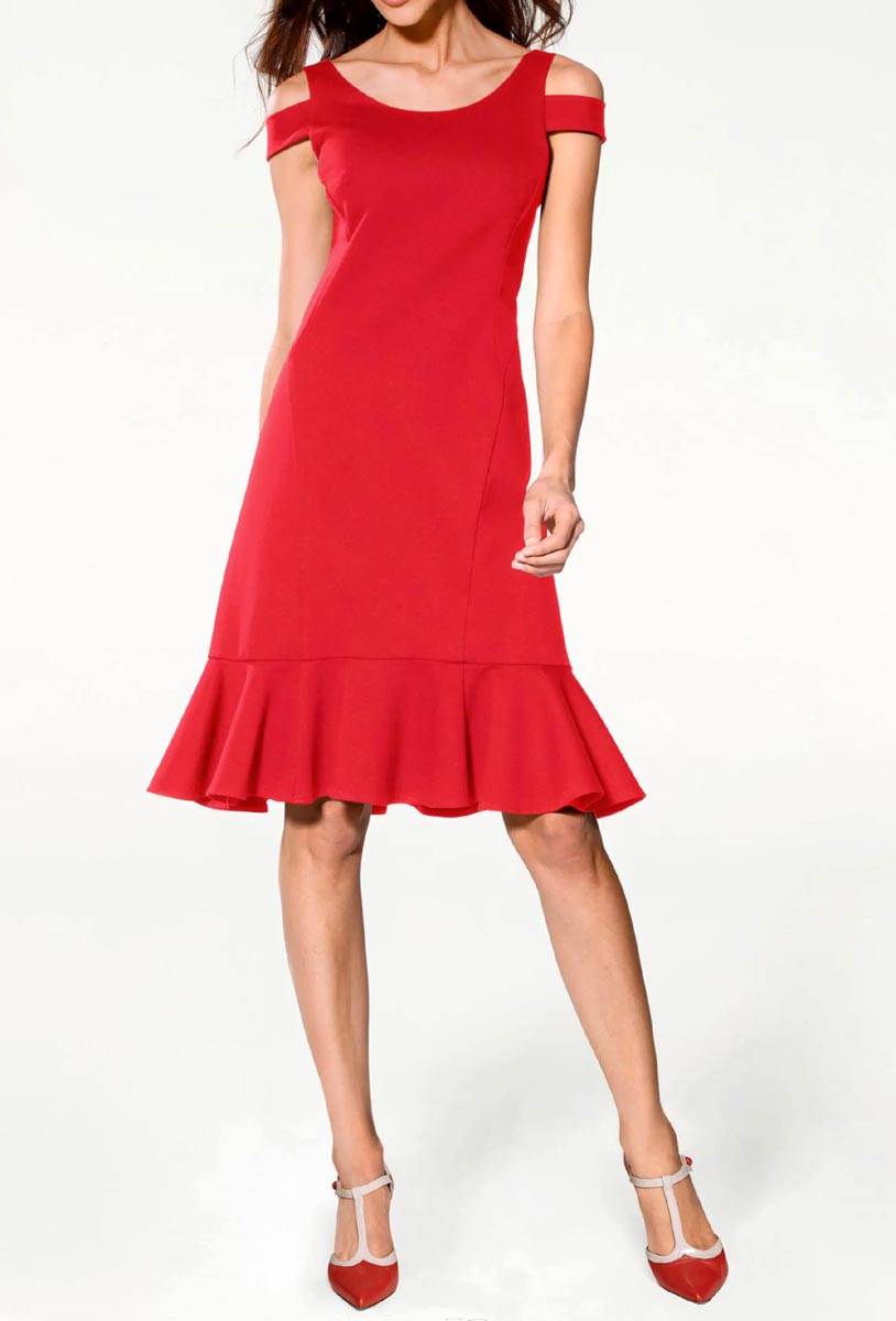 Etuikleid Cocktailkleid Damen Kleid mit Cut-Outs elegant festlich rot Heine Missforty