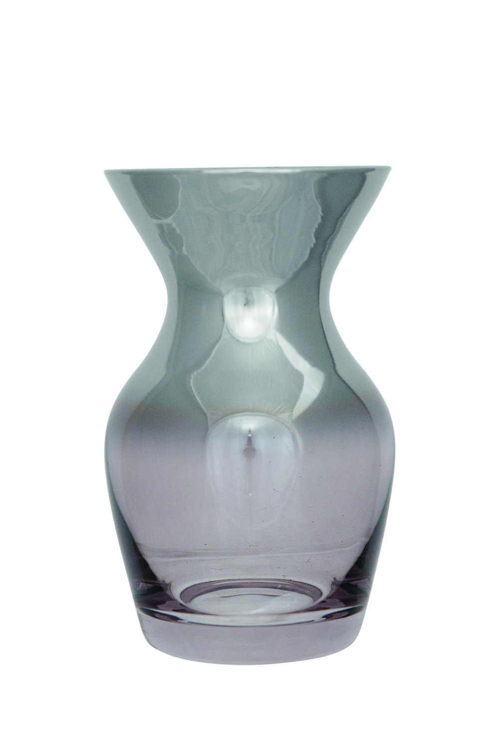 115466 Glasvase Glas Vase Dekovase Tischvase Blumenvase grau silberfarben Fink