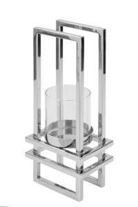 146125 Kerzenhalter Kerzenständer Deko Silber Windlicht Glas Metal DUALIS von Fink