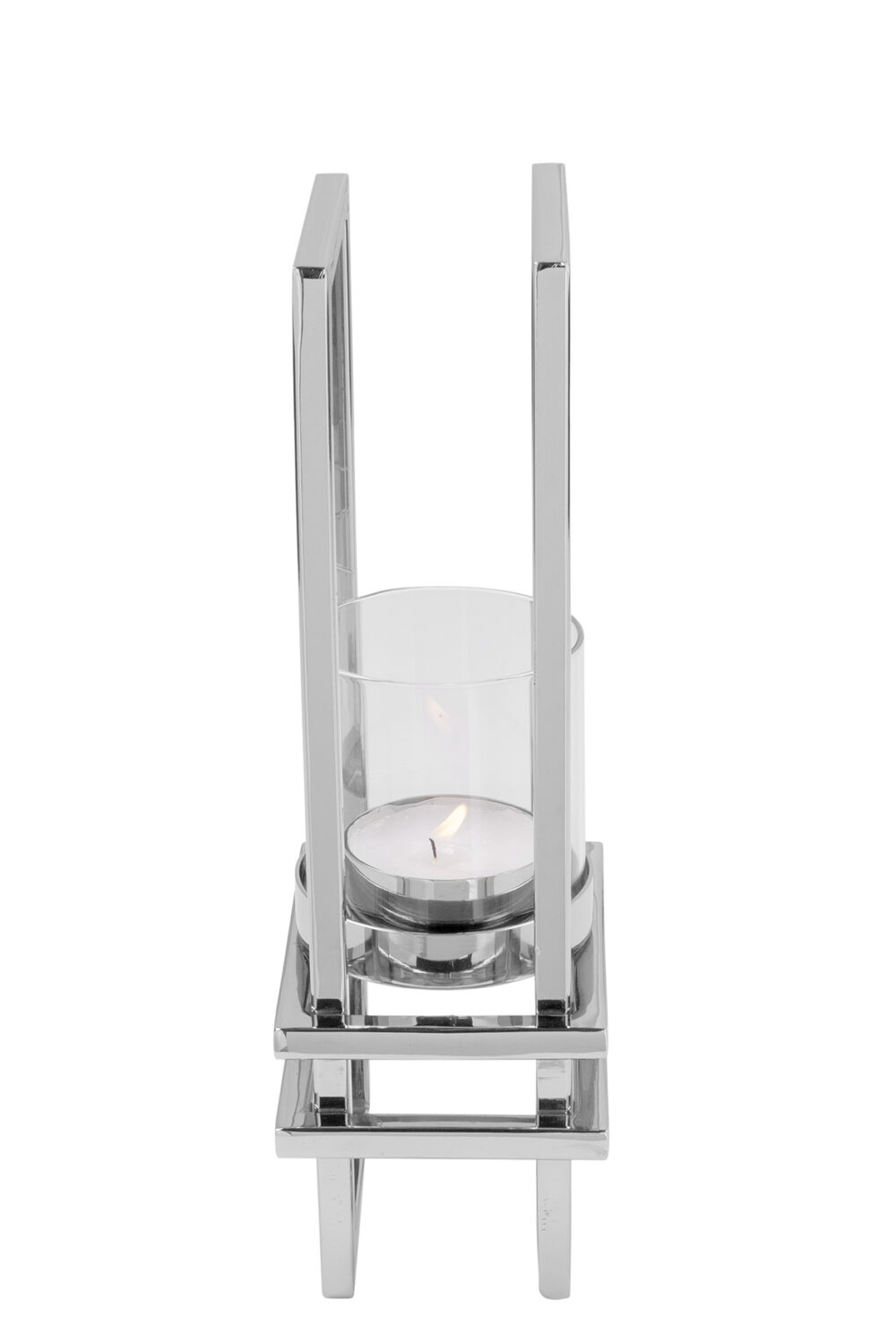 146125 Kerzenhalter Kerzenständer Deko Silber Windlicht Glas Metal DUALIS von Fink