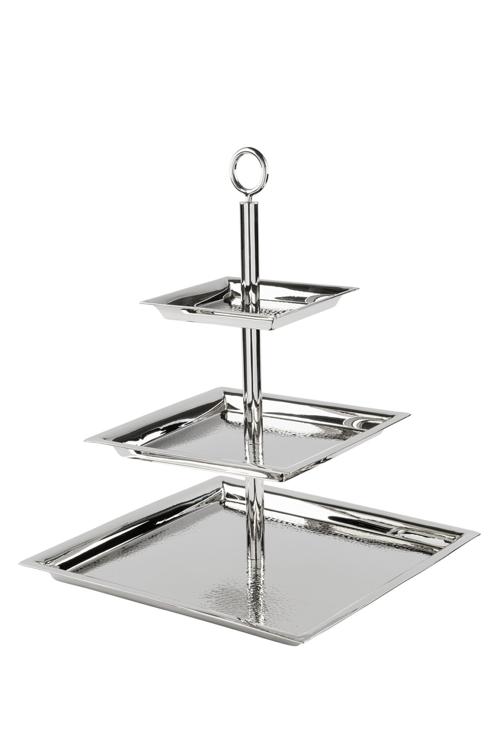 Lesli Living Etagere Brush – 125 Cm Hoher Servierständer, 4 Etagen, Aluminium Gebürstet Silber