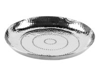 155475 Tablett Dekotablett Serviertablett rund Metall silberfarben Fink Meseta
