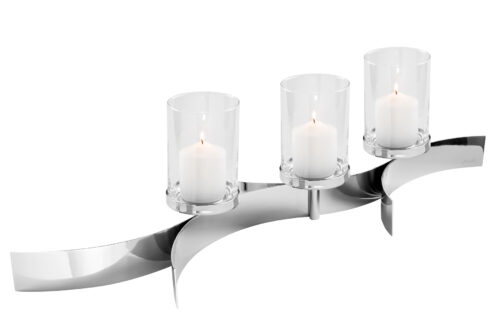 Kerzenhalter Kerzenständer Stumpenkerzen 3-armig Silber Melody modern Fink Online kaufen Missforty