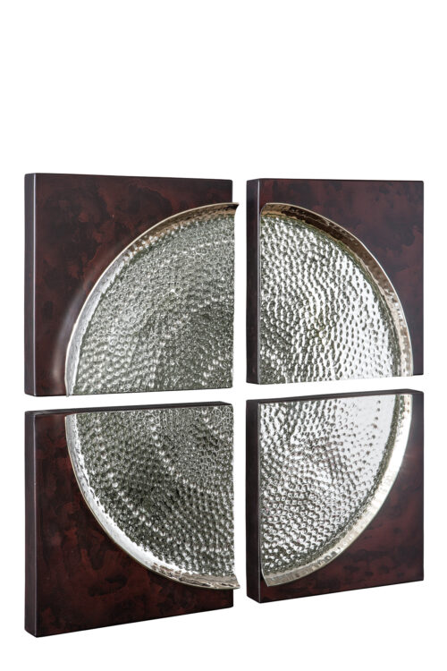 Fink MESETA Wandbild Wohnzimmer braun silber Metall 4 Teile Wanddeko quadratisch missforty