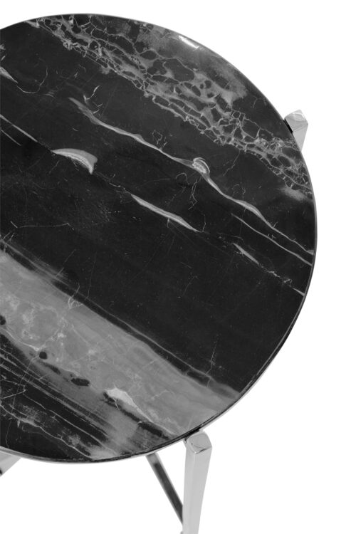 168104 Beistelltisch Marmor Silber Schwarz Wohnzimmer Tisch ausgefallen rund PONZA Fink