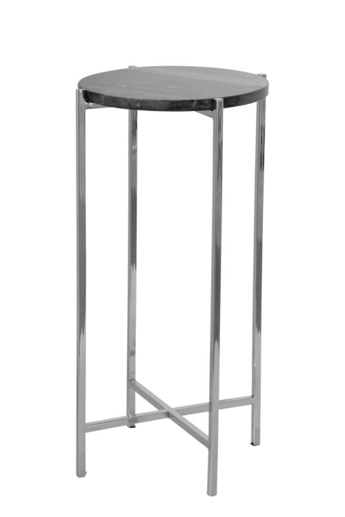 168105 Beistelltisch Marmor Silber Schwarz Wohnzimmer Tisch PONZA Höhe 64 cm