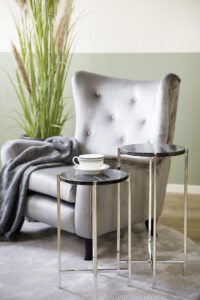 168105 Beistelltisch Marmor Silber Schwarz Wohnzimmer Tisch PONZA Höhe 64 cm