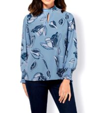 Damen Bluse Tunika Shirt langarm Oberteil Business Elegant Sommer Création L Missforty