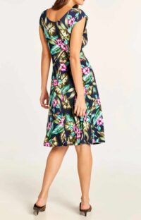 Damen Kleid Sommerkleid ärmellos Jerseykleid Druckkleid marine bunt Blumen Print missforty