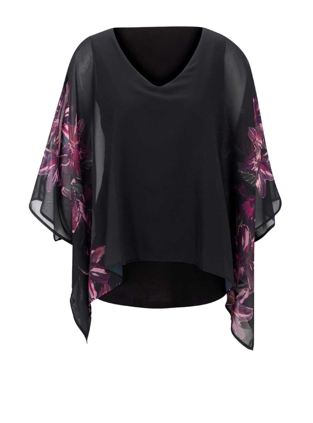 Damen Bluse Tunika Shirt mit Top Sommer schwarz gemustert PATRIZIA DINI Missforty