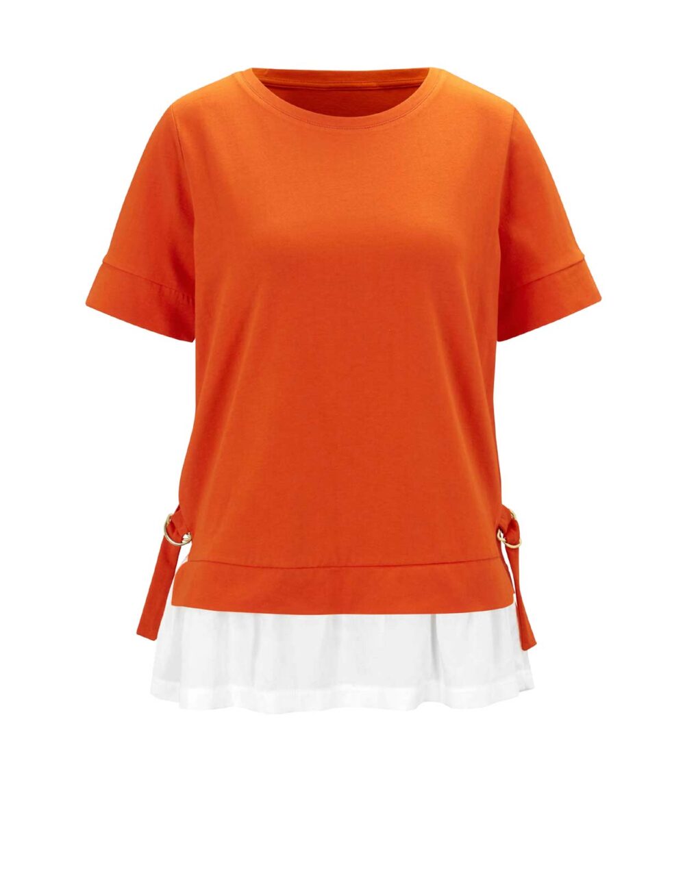412.298 Damen Shirt 2 in 1 orange ecru Oberteil T-Shirt Frühling Rick Cardona
