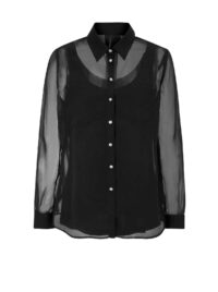 Damen Bluse transparent Chiffon schwarz mit Top Tunika Shirt PATRIZIA DINI Missforty