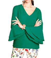 Damen Bluse Chiffon grün Tunika Shirt Sommer Ashley Brooke Missforty