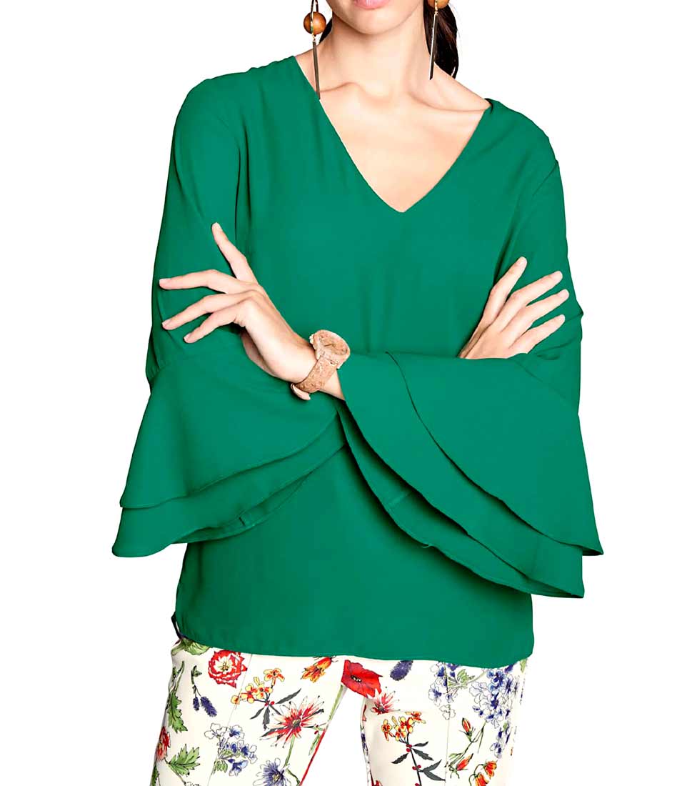 Damen Bluse Chiffon grün Tunika Shirt Sommer Ashley Brooke Missforty