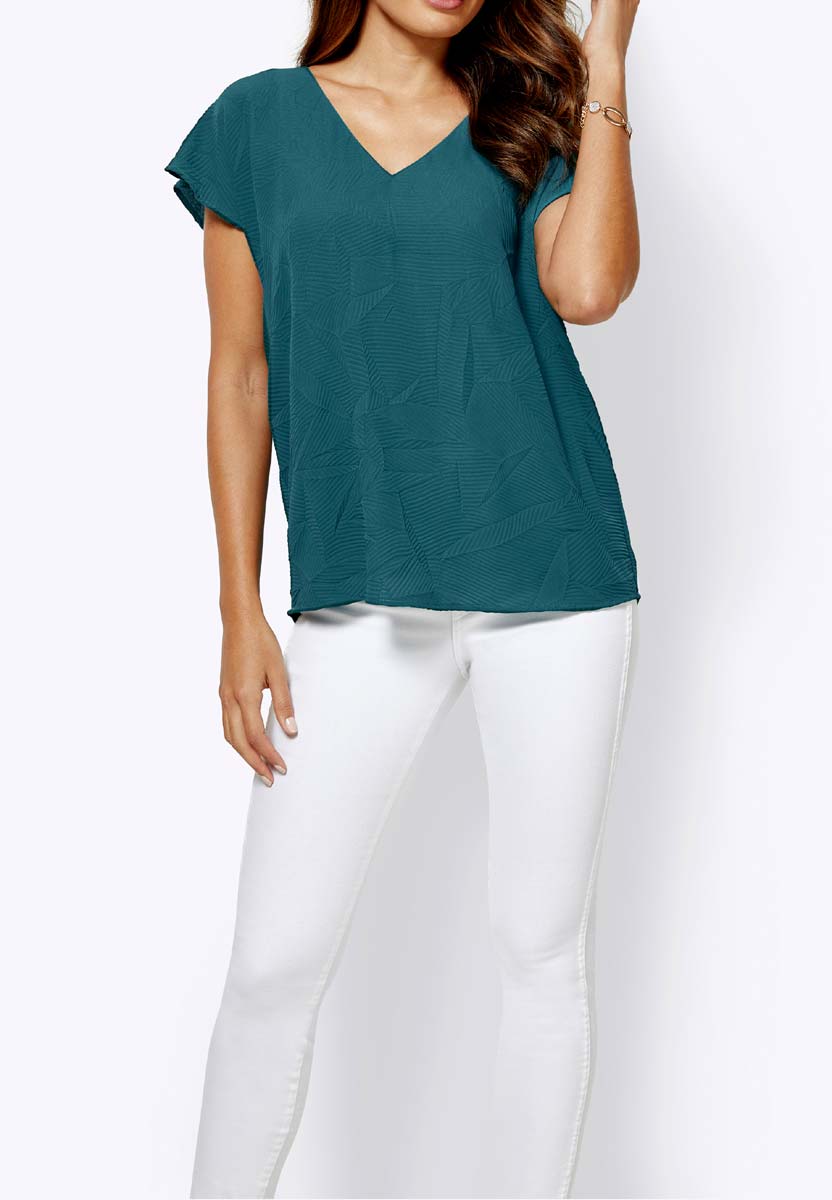 Damen Bluse grün Tunika Shirt Sommer Création L Missforty