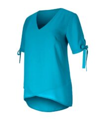 Damen Bluse kurzarm türkis Tunika Shirt Sommer Création L Missforty