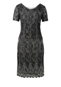 Heine Abendkleid Kurz Cocktailkleid mit Perlen Stickerei schwarz Missforty.de