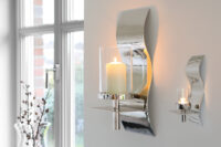 Wandleuchter Kerze Wandkerzenhalter silber Glas Wave Aluminium Glas 25 cm online kaufen Missforty
