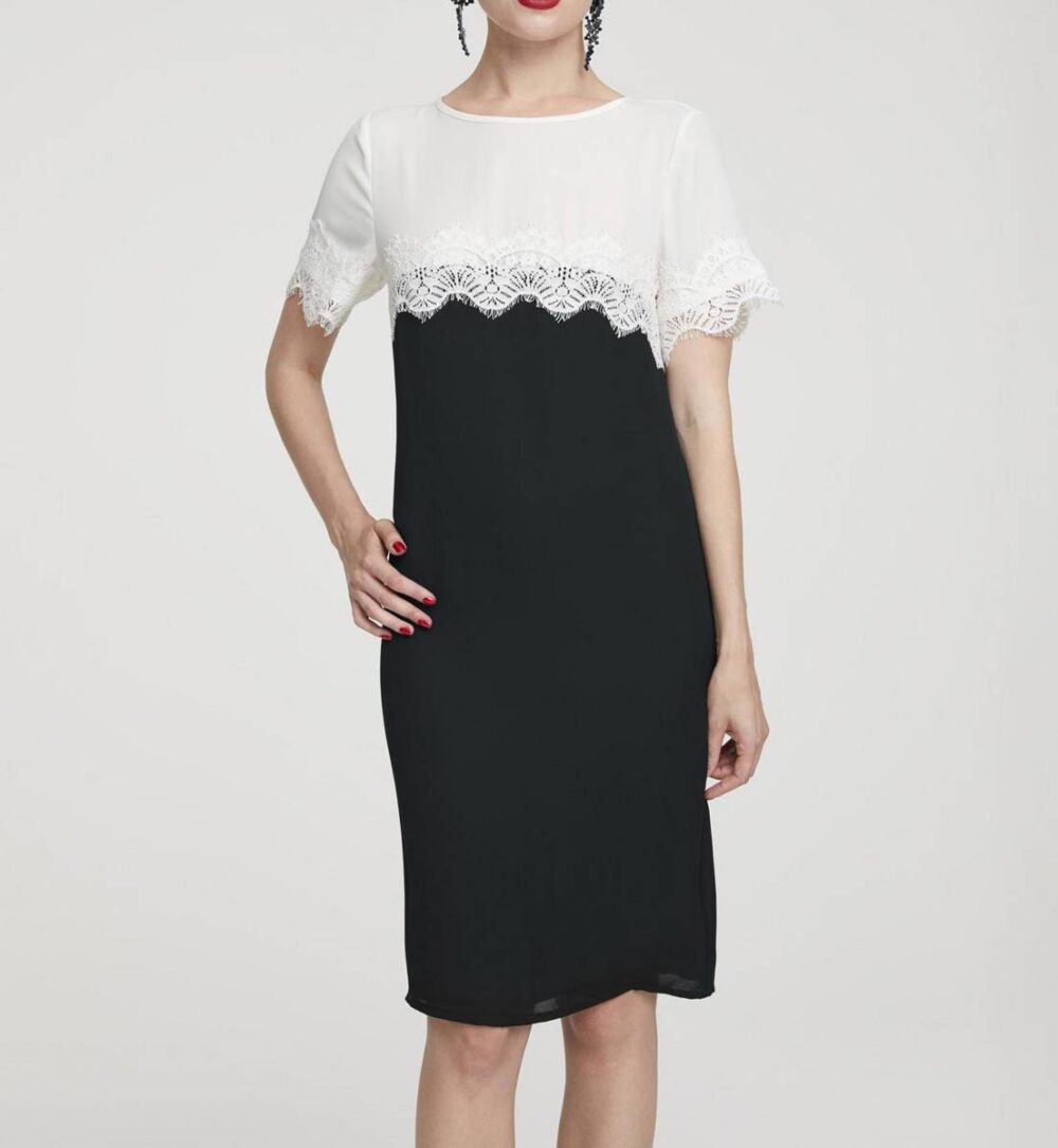 Georgette-Kleid, schwarz-weiß von HEINE Missforty