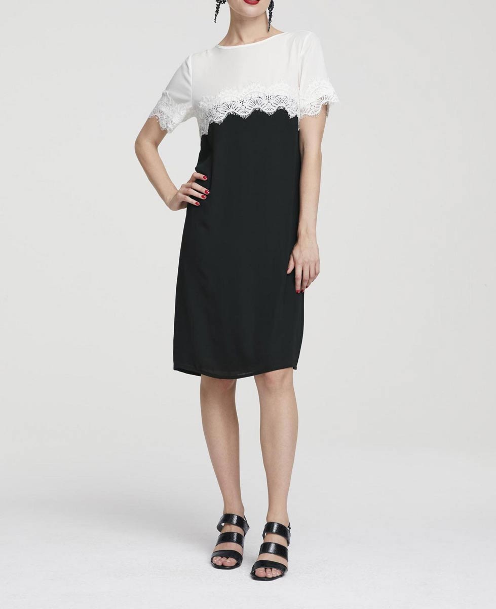 Georgette-Kleid, schwarz-weiß von HEINE Missforty