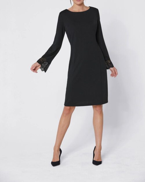 Jerseykleid mit Spitze Damen Kleid schwarz von Création L Premium missforty