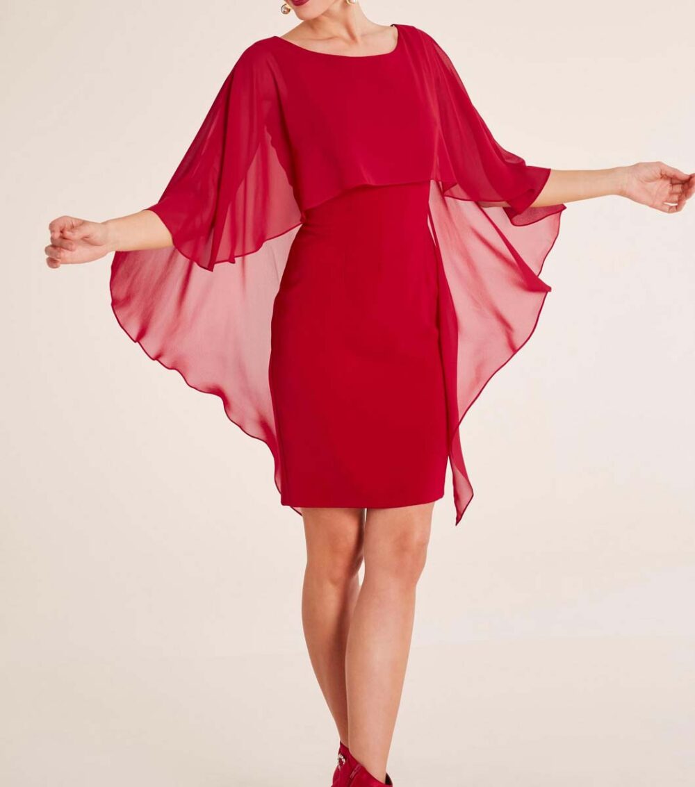 Kleid mit Chiffonüberwurf, rot von HEINE Missforty.de