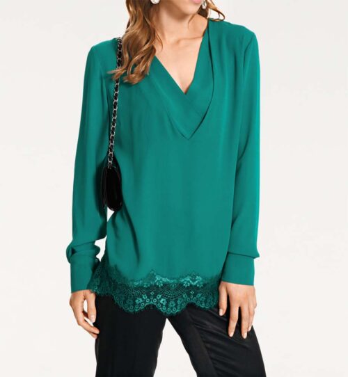 Damen Bluse mit Spitze smaragd von Ashley Brooke Missforty
