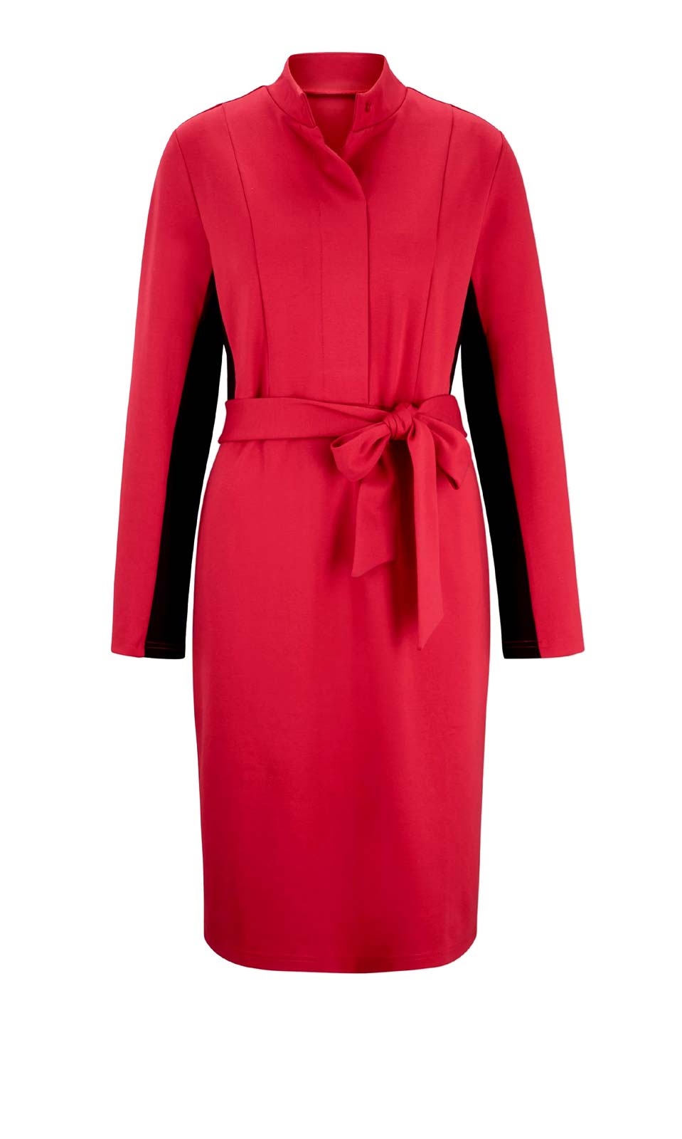 Damen Jerseykleid mit Stoffgürtel rot Missforty