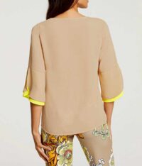Damen Bluse mit Volants, camel-lemongelb Missforty