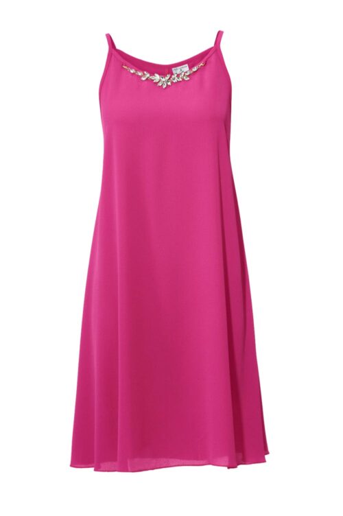Cocktailkleid Abendkleid Kurz ärmellos Kleid mit Kette Pink RICK CARDONA missforty