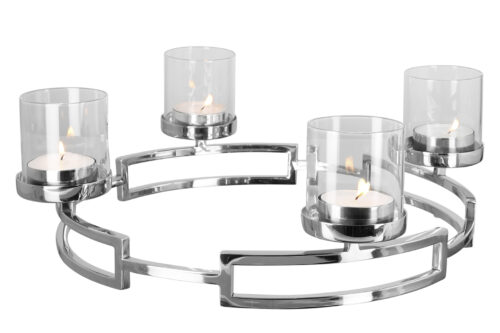 143050 Fink Kerzenleuchter HOMMAGE silberfarben Adventsleuchter Kerzenständer Adventskranz 4-flammig