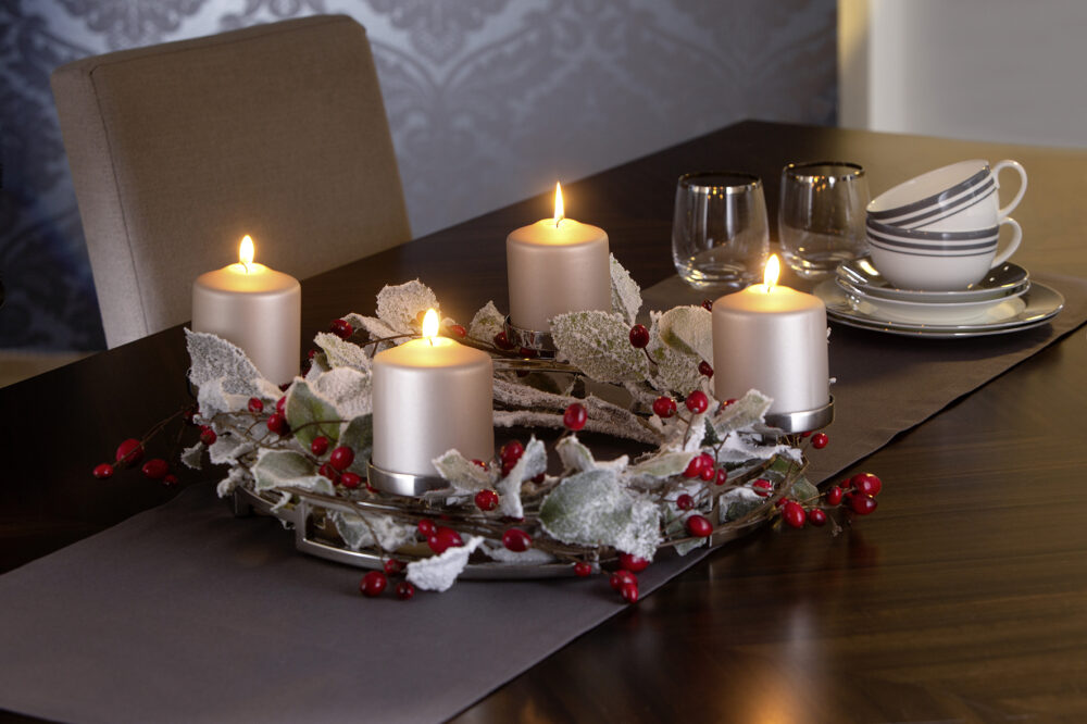 143050 Fink Kerzenleuchter HOMMAGE silberfarben Adventsleuchter Kerzenständer Adventskranz 4-flammig