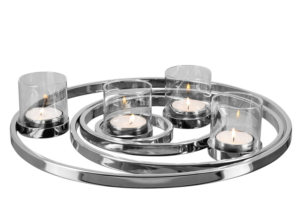 145025 Fink Kerzenleuchter UNIVERSE klarsilber Adventsleuchter Kerzenständer Advent