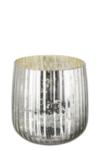 115352 Windlicht Kerzenhalter Laterne Kerzenleuchter Glas Metall silber DARCY Fink