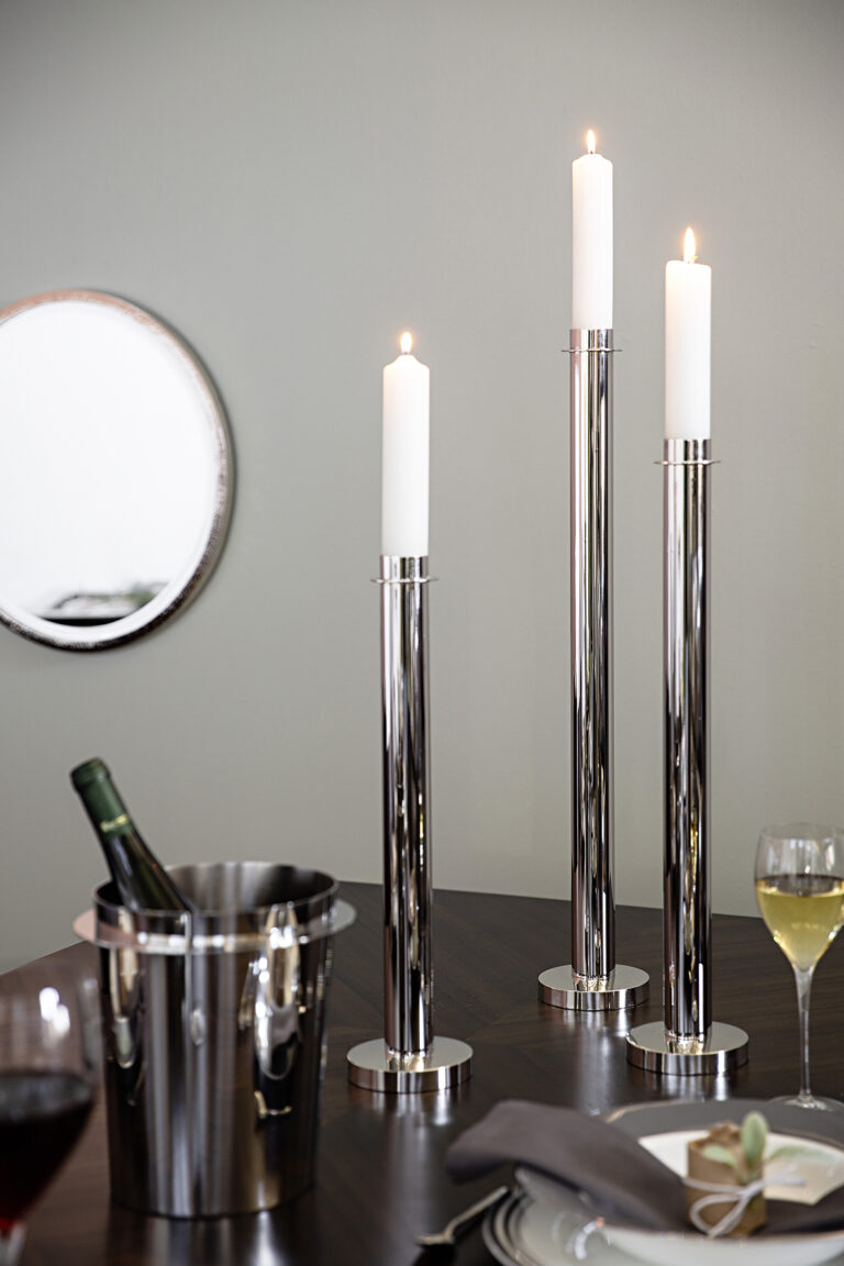 Kristall Kerzenhalter Set - 3-teilig In Silber Für Tischdekoration