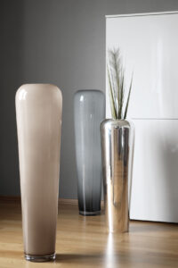 115301 Glasvase für Pampasgras Bodenvase XL Glas konische Vase Blumenvase greige Tutzi