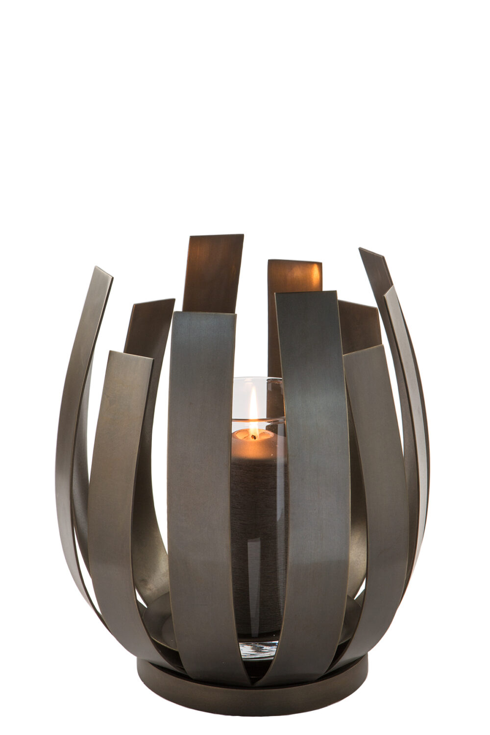 146111 Windlicht Kerzenhalter Laterne Kerzenleuchter Glas Metall bronze Orfea Fink