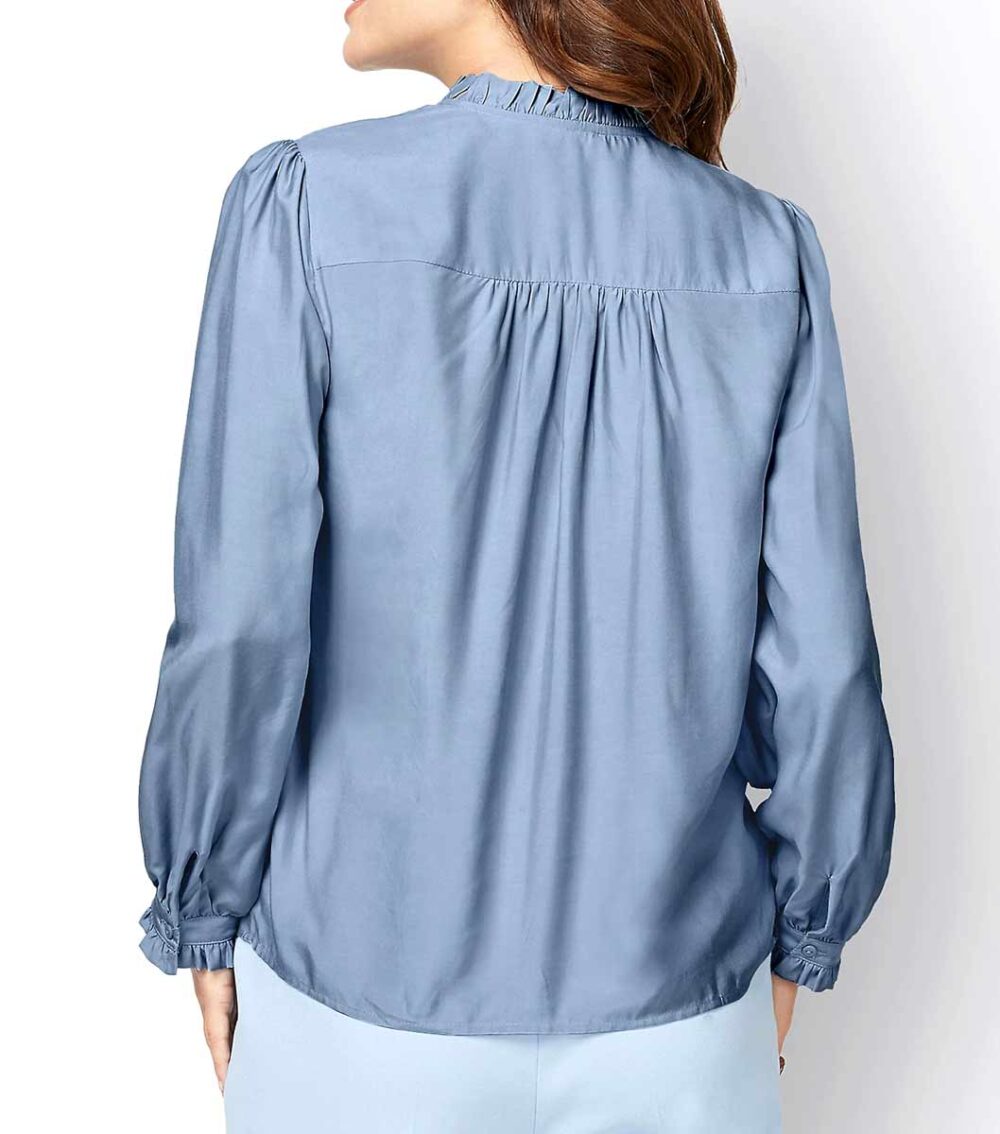 Damen Tunika Bluse mit Seide blau Missforty
