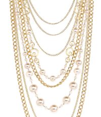 859.880 Mehrreihige Kette mit Perlen, goldfarben von Heine