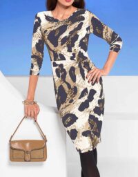 Damen Jerseykleid, camel-schwarz-bedruckt Missforty