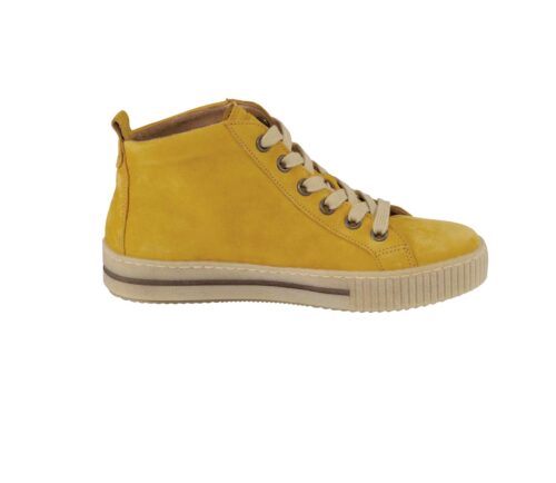 bequeme Schuhe Marken-Leder-High-Top-Sneaker, gelb innen gefüttert Absatzhöhe ca. 3.5 cm 106.747 Missforty.
